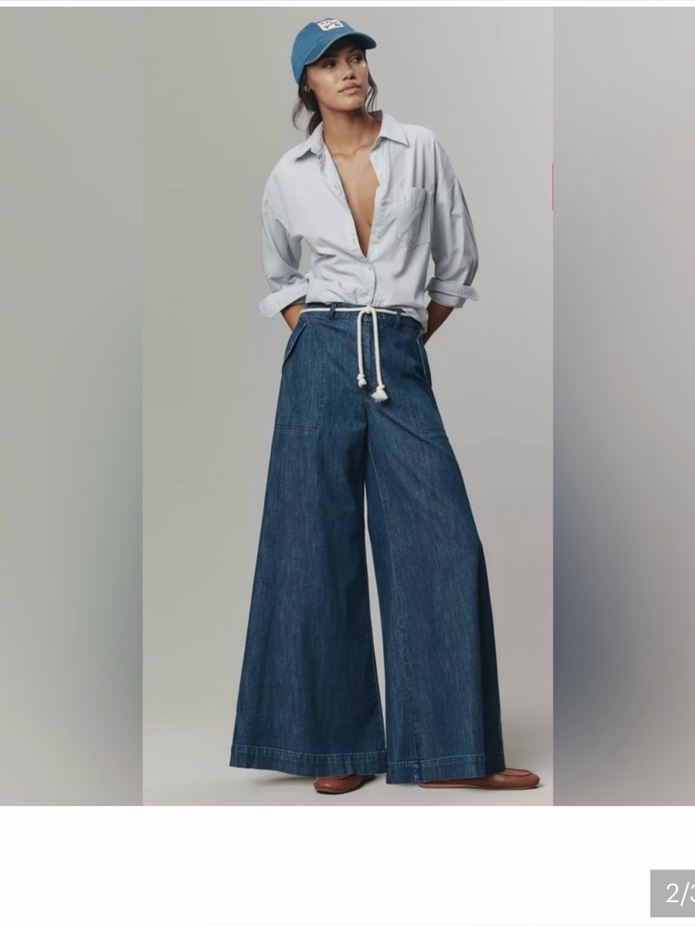 Pilcro Anthropologie Wide Leg Dark Blue Denim Jeans size 29